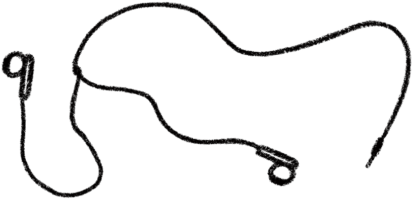 A hand drawn illustration of a pair of headphones